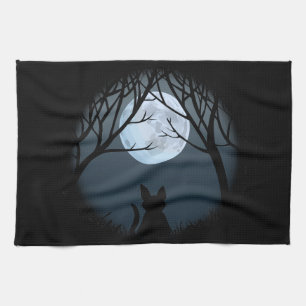 Fat Cat Towel Black Cat Art Tea Towels Cat Decor