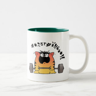 Fat Cat Weight Lift Two-Tone Coffee Mug