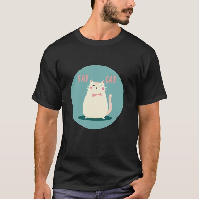 Fat Cat with Bow for fluffy and overweight Cats Lo T-Shirt (Front)