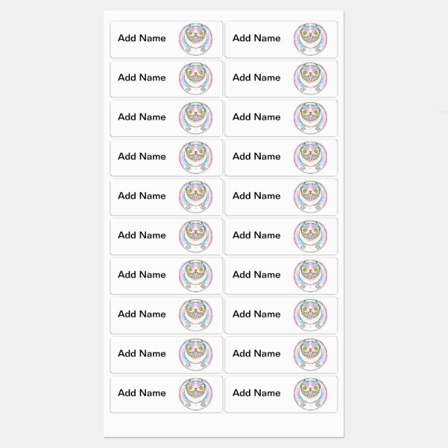 Fat Cat with Cheshire Cat Grin Labels (Sheet)