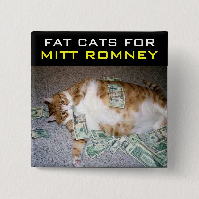 Fat Cats for Mitt Romney 15 Cm Square Badge (Front)