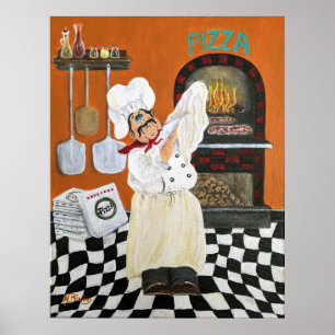 Fat Chef pizza parlor wall art Poster