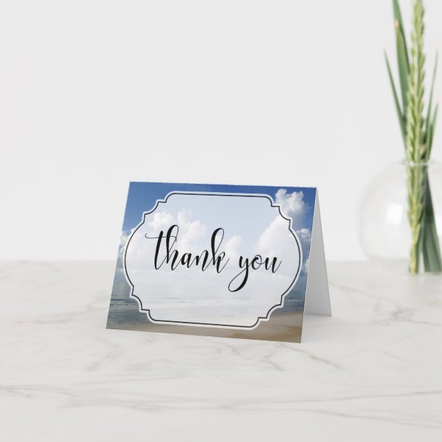 Fat Clouds Over Beach Photo w/ Badge Thank You (Front)