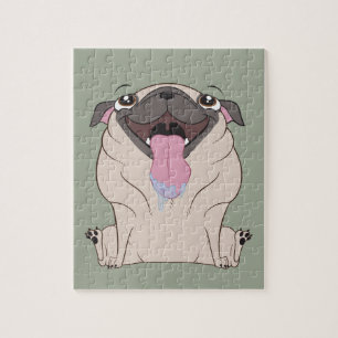 Fat Drooling Cartoon Pug Dog Puzzle