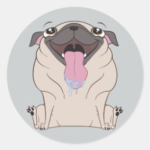Fat Drooling Cartoon Pug Dog Stickers
