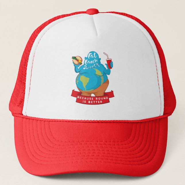 Fat Earth Society Funny Baseball Hat (Front)
