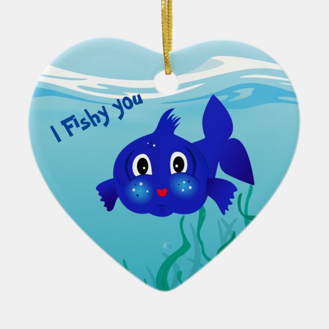 Fat-fish cartoon  illustration ceramic tree decoration (Front)