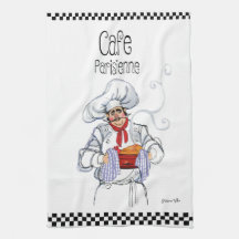 Fat French Chef Caricature Black White Checks