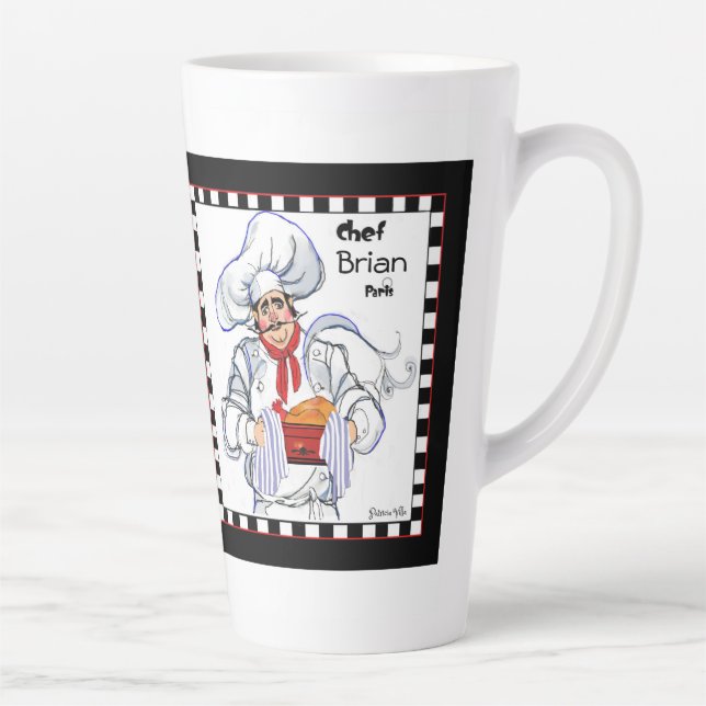 Fat French Chef Latte Mug Art (Right)