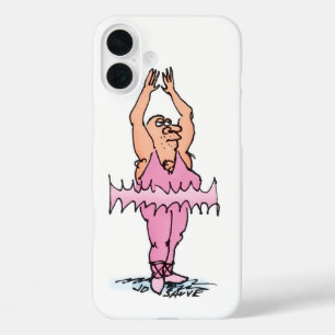 Fat Guy in Pink Tutu Ballet Cartoon iPhone 16 Plus Case