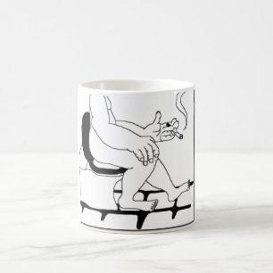 Fat Guy Smoking On The Toilet Comic Manga Style Coffee Mug