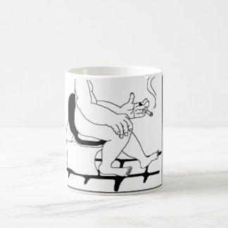 Fat Guy Smoking On The Toilet Comic Manga Style Coffee Mug