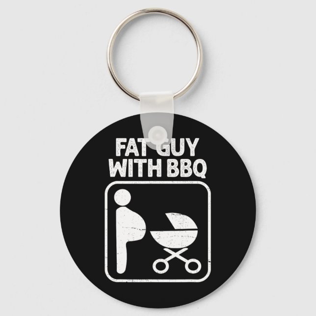Fat Guy With Bbq  Key Ring (Front)