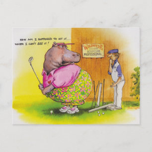 fat hippo golf postcard