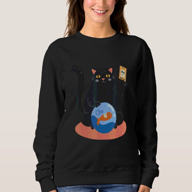 Fat Kitty Killer Fish Death Card Sweatshirt (Front)