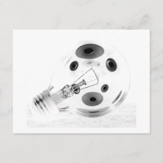 FAT LIGHT BULB B&W NEGATIVE POSTCARD