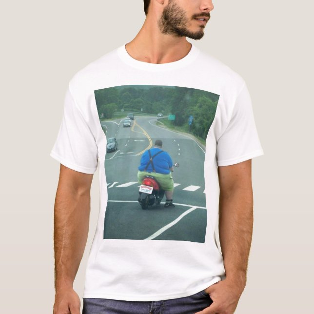 Fat man on a moped T-Shirt (Front)