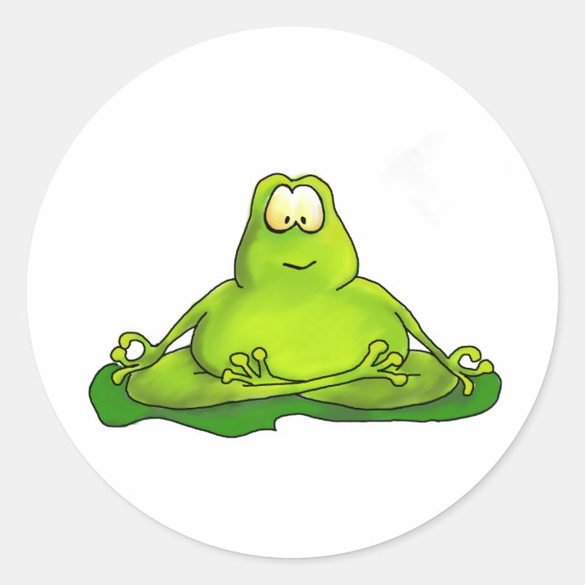 Fat meditating frog classic round sticker (Front)