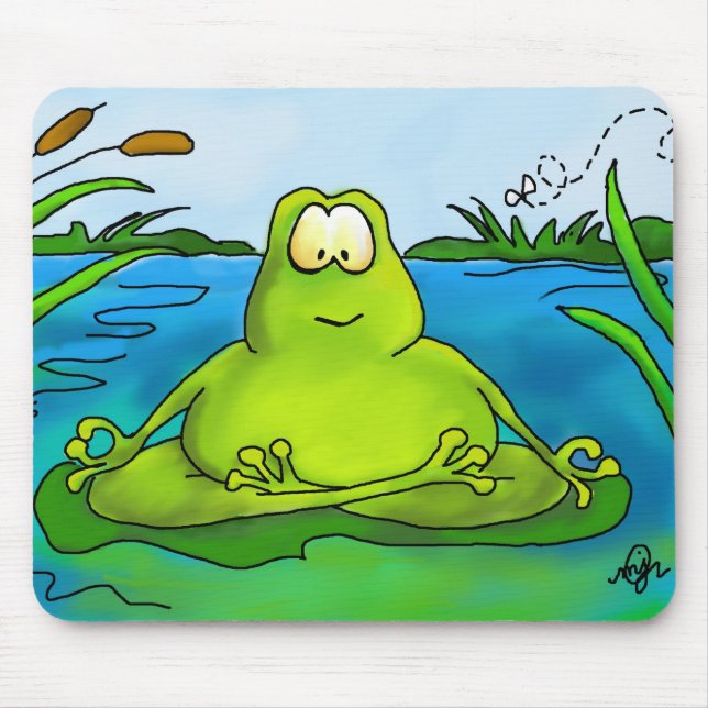 Fat Meditating Frog Mouse Mat (Front)