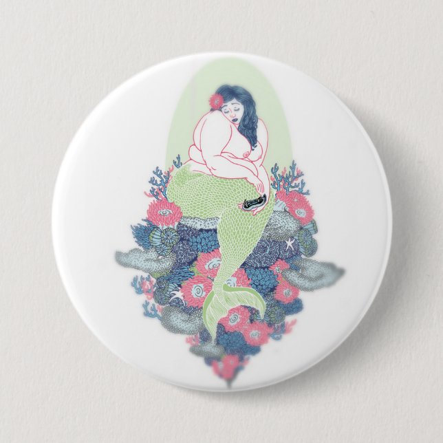 Fat Mermaid Botton 7.5 Cm Round Badge (Front)