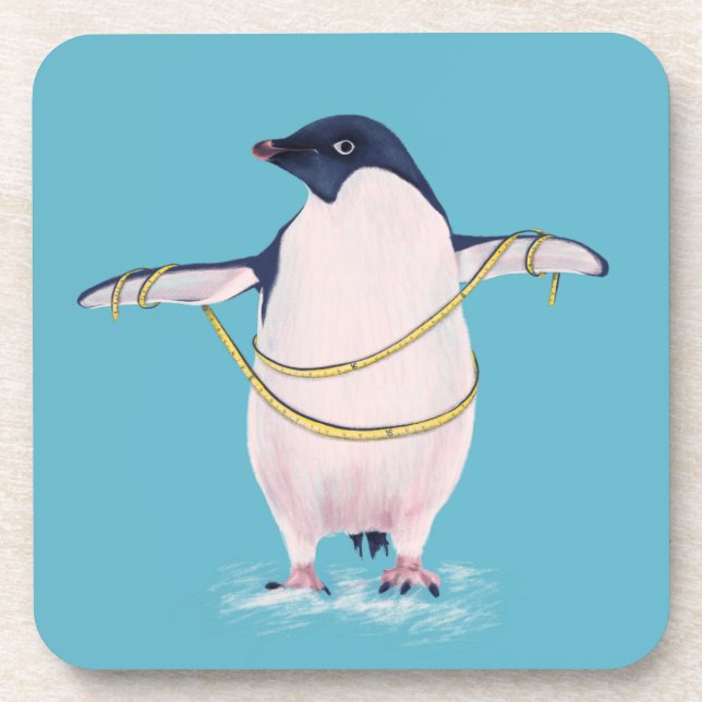 Fat Penguin On Diet Cute Funny Bird Coaster (Front)