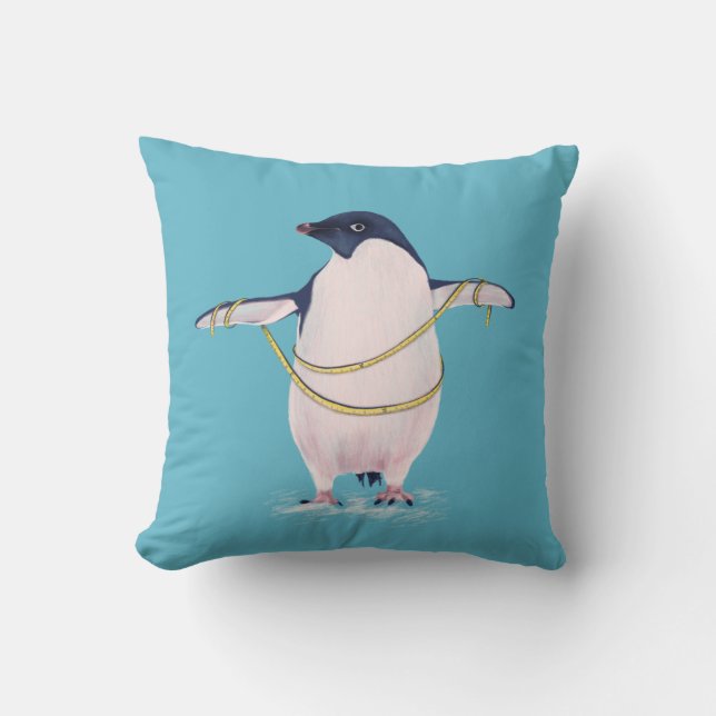 Fat Penguin On Diet Cute Funny Bird Cushion (Front)