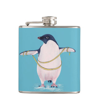 Fat Penguin On Diet Cute Funny Bird Hip Flask