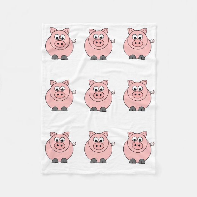 Fat Pink Pig Fleece Blanket (Front)