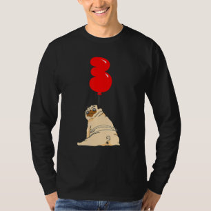 Fat Pug 3rd Birthday Kids Balloon Party T-Shirt