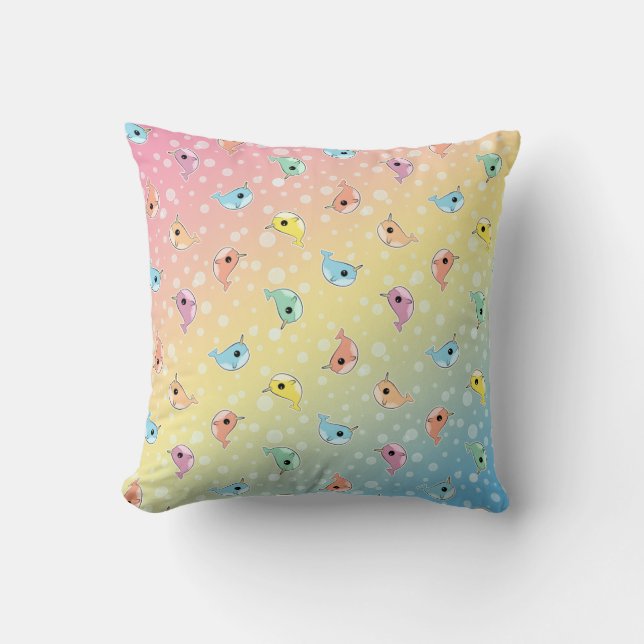 Fat Rainbow Narwhal Pattern Cushion (Front)