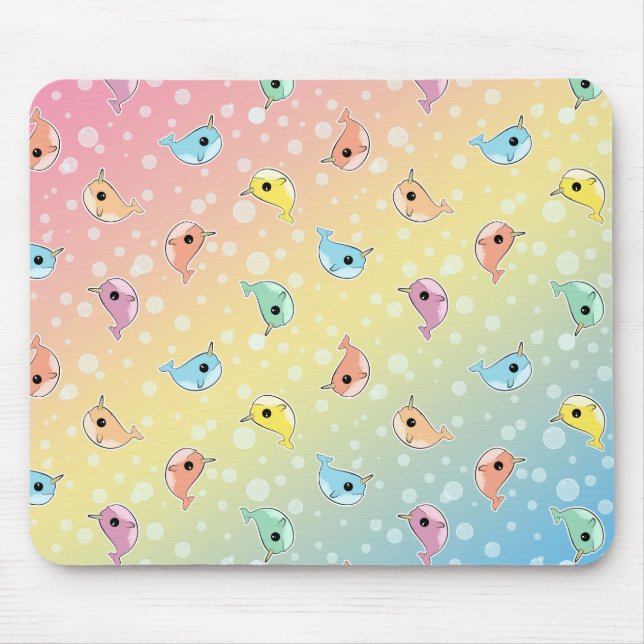 Fat Rainbow Narwhal Pattern Mouse Mat (Front)