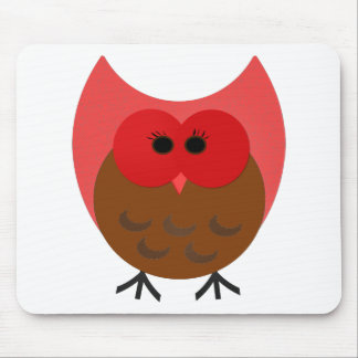 Fat Red and Brown Owl Vector Art Mouse Mat