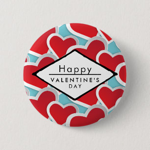 Fat Red Hearts Repeating Pattern Cute 6 Cm Round Badge