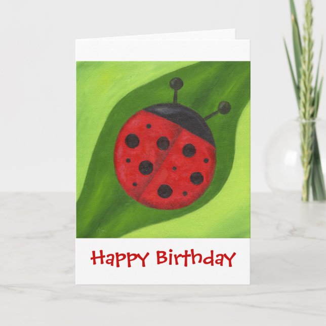 Fat Red Ladybug Birthday Card (Front)