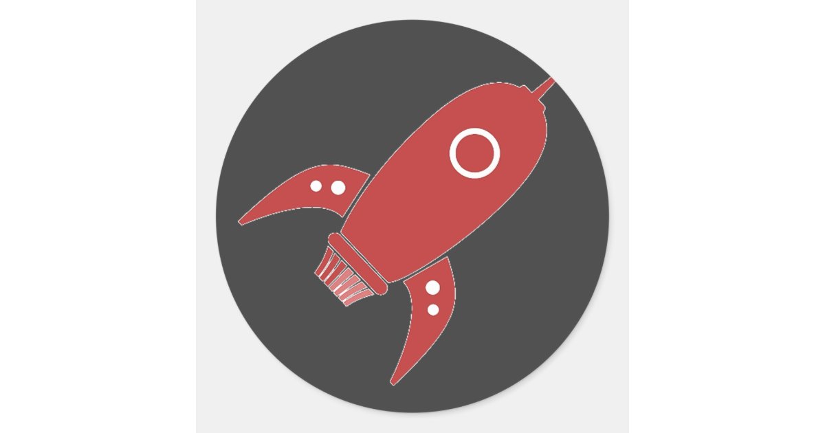 Fat Retro Rocket Ship Red Classic Round Sticker | Zazzle