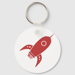 Fat Retro Rocket Ship Red Key Ring