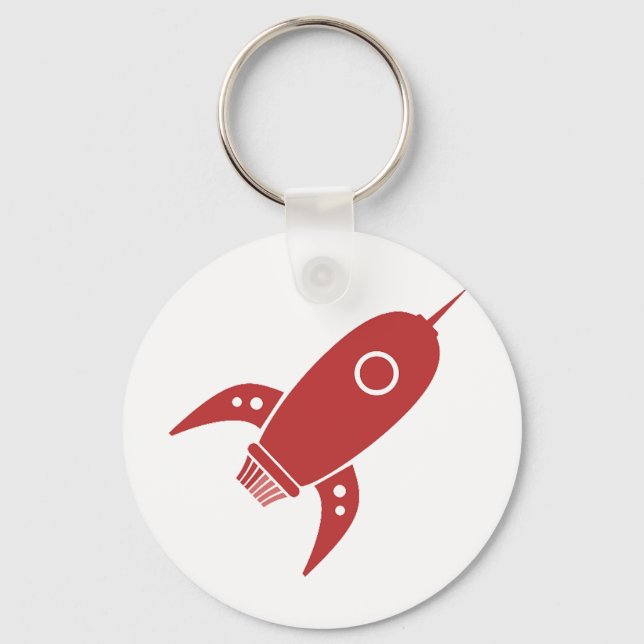 Fat Retro Rocket Ship Red Key Ring (Front)