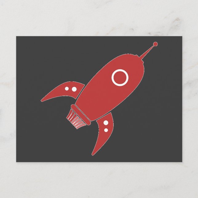 Fat Retro Rocket Ship Red Postcard (Front)