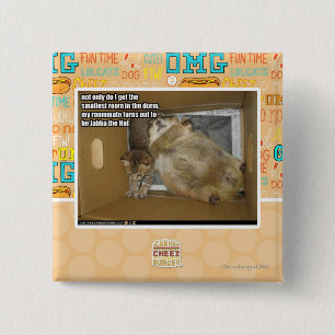 Fat roommate 15 cm square badge