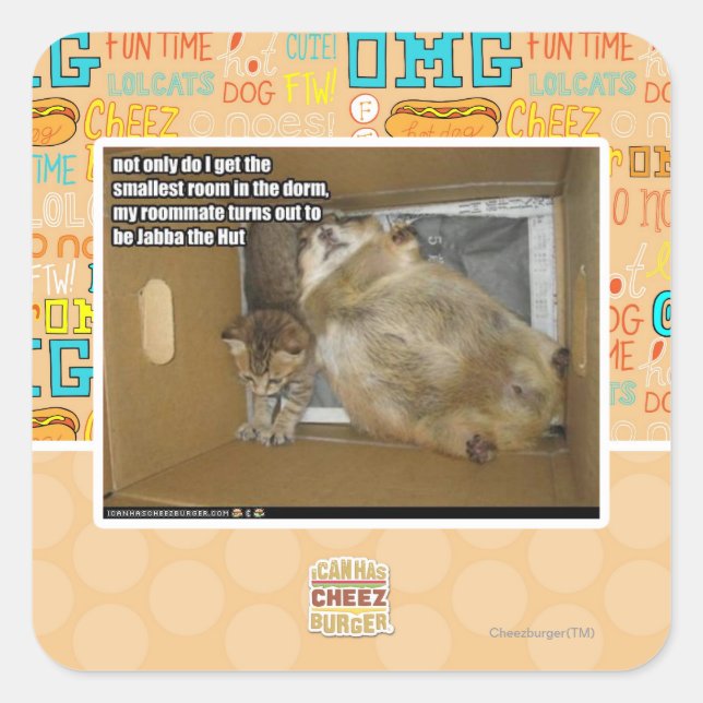 Fat roommate square sticker (Front)