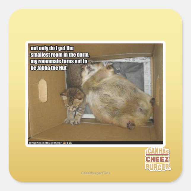 Fat roommate square sticker (Front)