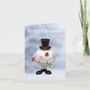 Fat Round Funny Tin Snowman  Card