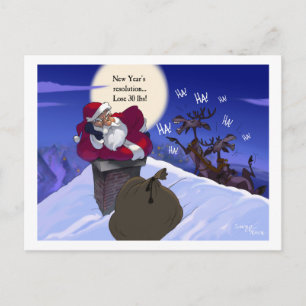 fat santa holiday postcard