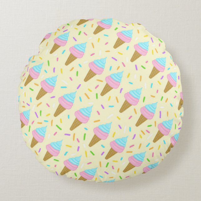 Fat-shaped with continuous pickling of ice cream round cushion (Front)