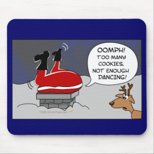 Fat Stuck Santa Funny Christmas Dancing Cartoon Mouse Mat