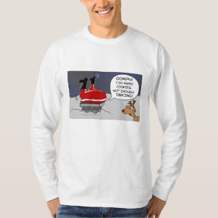 Fat Stuck Santa Funny Christmas Dancing Cartoon T-Shirt