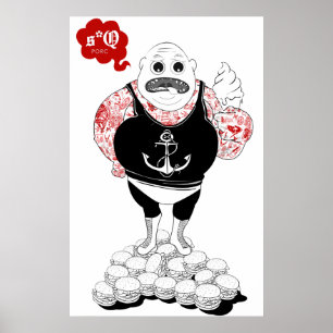 Fat Tattooed Wrestler Poster