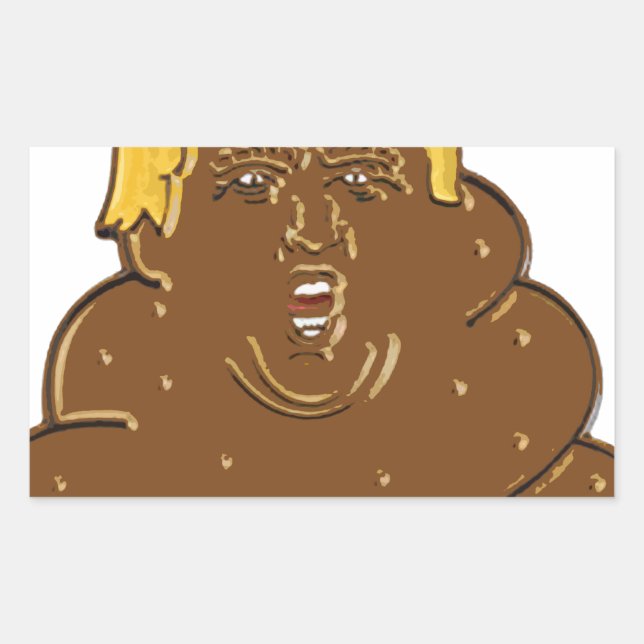 Fat Trump Emoji Poop Rectangular Sticker (Front)