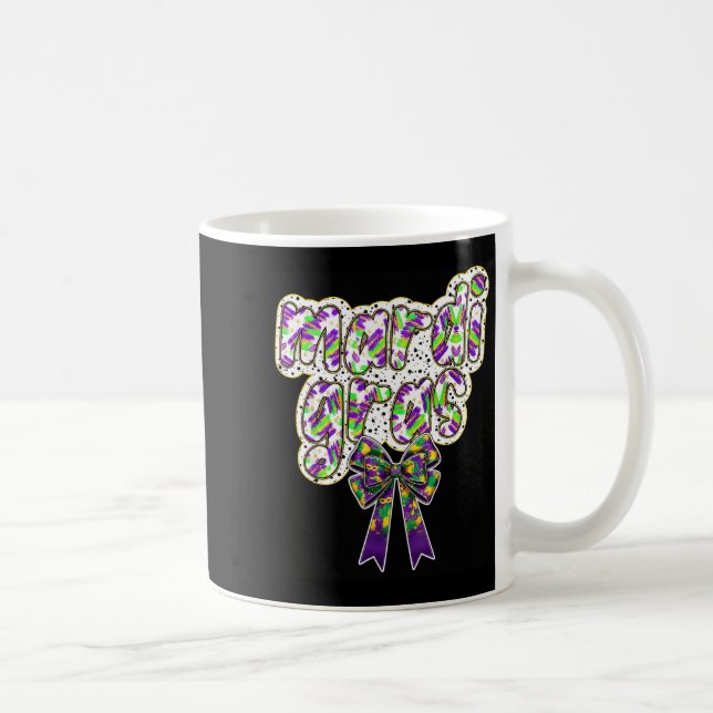 Fat Tuesday Mardi Gras Coquette Bow Kids Girls Wom Coffee Mug (Right)