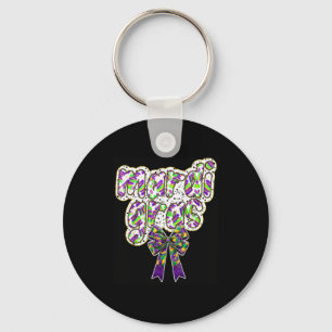 Fat Tuesday Mardi Gras Coquette Bow Kids Girls Wom Key Ring
